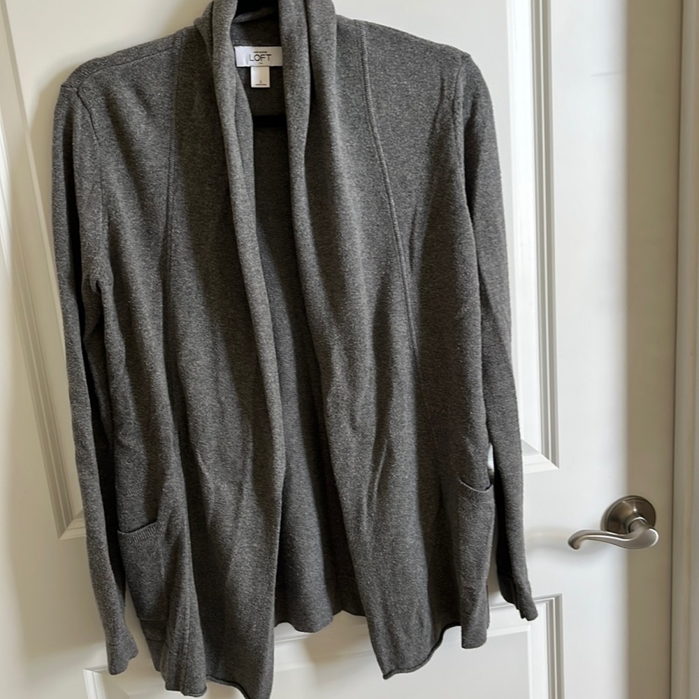 Dark heather gray mid length cardigan